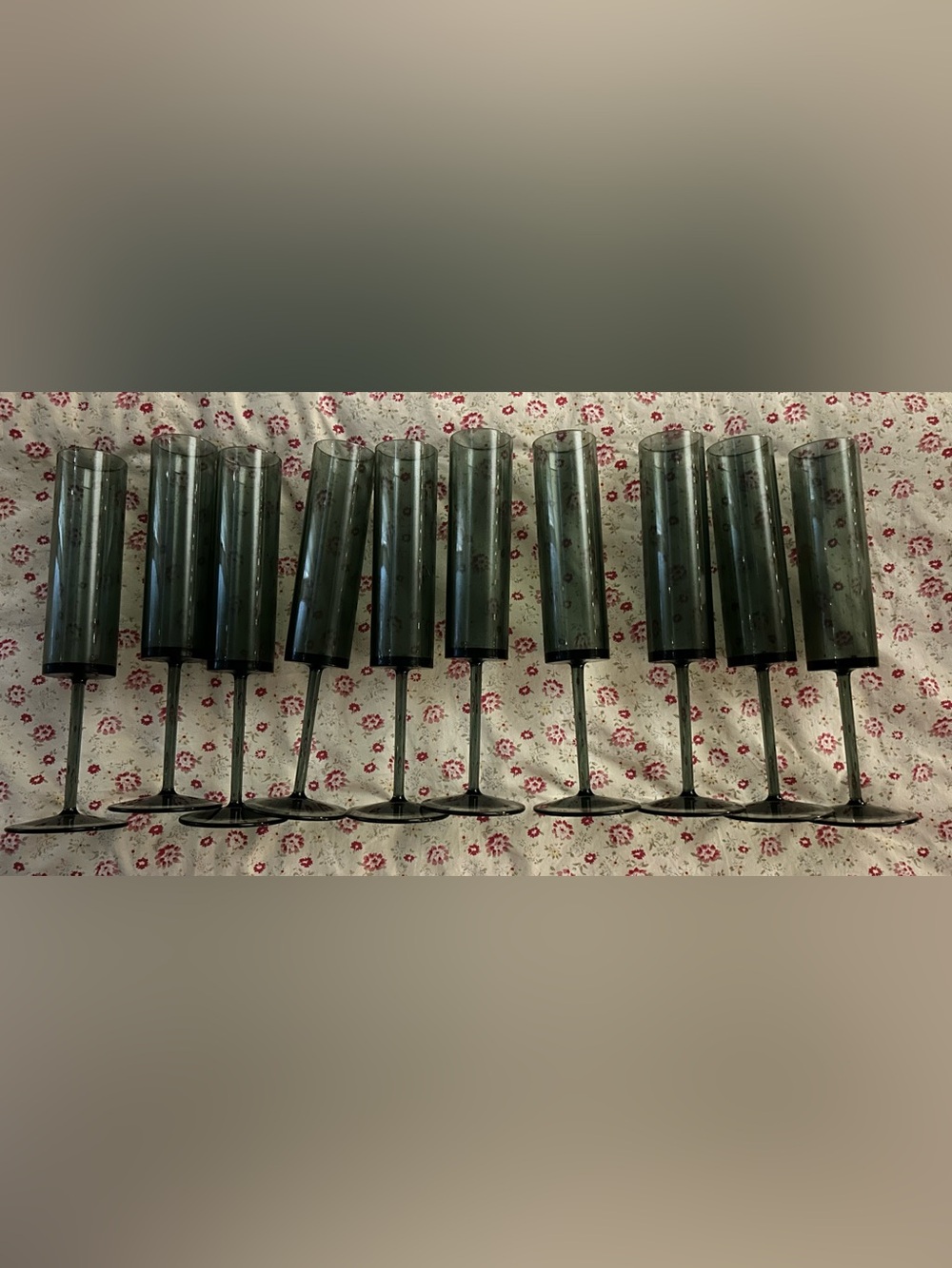 Set of 10 Smoky Gray Acrylic Champagne Flutes